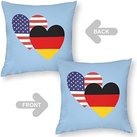 גרמניה דגל לב אמריקאי מרובע כרית מרובע כרית פוליאסטר כיסויים לזרוק כיסויי כריות לעיצוב ספה