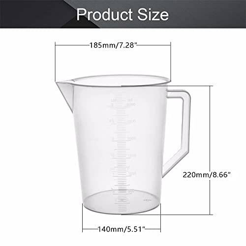 כוס מדידה 3000 עמ ' פלסטיק בוגר כוס שקוף למעבדה מטבח נוזלים 1 יחידות
