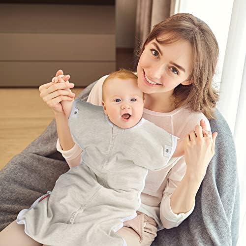אורמורי תינוק שינה שקית 0-6 חודשים שמיכת שינה לתינוקות באור אורגני שמיכה לבישה, רוכסן דו כיווני, שרוולים