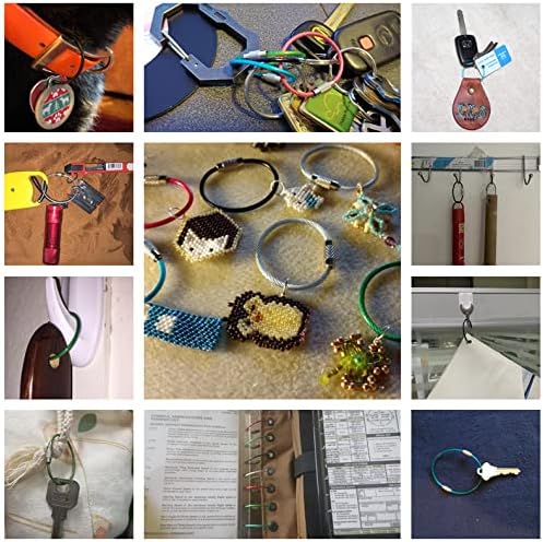 באייט חבילה נירוסטה חוט מחזיקי מפתחות כבל, מפתח טבעות, מטען כבד החובה תגים לולאות תג שומרי 2