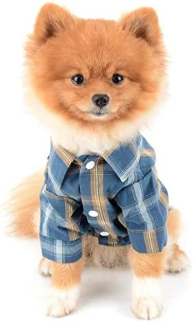 חולצות כלבים סלמאי לכלבים קטנים משובצים גופיות חולצה מזדמנות גופיות מצליחים סגירת כפתור מקסים דוב כיס