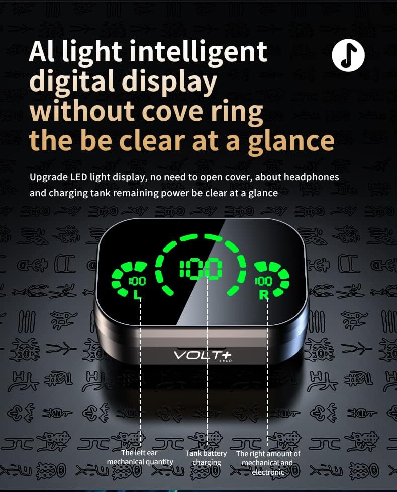 Volt Plus Tech Wireless V5.3 LED PRO אוזניות תואמות ל- Raspberry Pi Zero V1.3