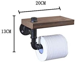 מדפי אמבטיה WSZJJ תעשייתי רטרו ברזל מחזיק נייר טואלט מלון גליל נייר נייר מתלה מדף עץ עם מחזיק טלפון