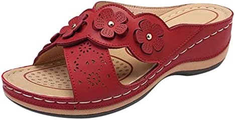 2023 נעלי בית קיץ לנשים וינטג 'צולב סנדלי טריז פרחוני פקח בוהן פתוחה שקופיות רטרו עקב נעל חיצונית