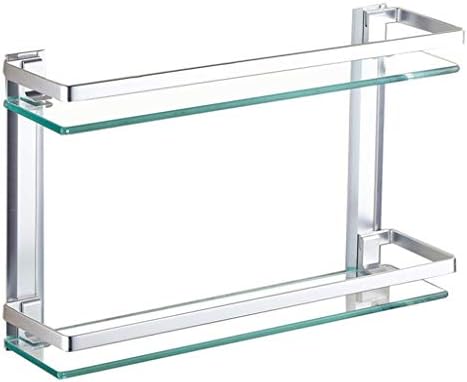 Uxzdx cujux אלומיניום אמבטיה מדף זכוכית 2 שכבה זכוכית מחוסמת סיפון כפול מלבני מלבני עבה כסף