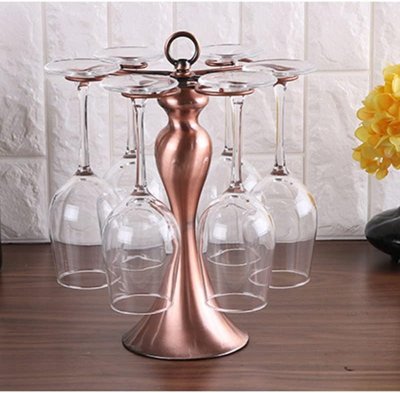 MJWDP סיבוב שולחן שולחן גזע אחסון מתלה מתכת מוט מתכת הפוך כוס כוס יין מחזיק תלייה גביע בית עיצוב