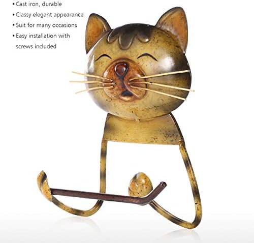 מחזיק מגבת נייר Huiop חתול וינטג 'ברזל יצוק מחזיק נייר טואלט מחזיק מגבת עמד