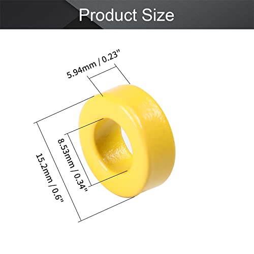 פילקט 2 PCS טורואיד ליבת טורואיד חנק אבקת ברזל טבעת פריט טבעת 8.53x15.2x5.94 ממ ， צהוב ולבן