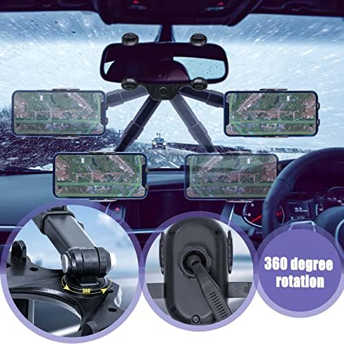 Xbaiyanr רכב אחורי מבט אחורי מחזיק טלפון הר אוניברסלי 360 מעלות מחזיק טלפון מראה אחורי של 360 מעלות לאייפון
