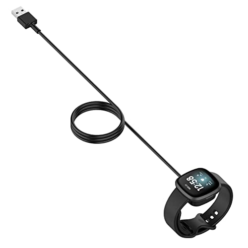 Awaduo תואם ל- Fitbit Versa 4/Versa 3 החלפת עגינה של כבל טעינה USB, מטען USB מגנטי טעינה כבלי