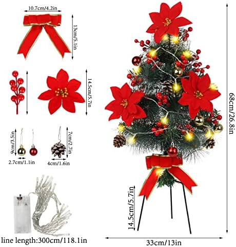 ZWMBYN 2PCS מסלול עצי חג מולד, עץ חג המולד מלאכותי חיצוני עם כתמי ים, קישוטים לחג עם נורות LED
