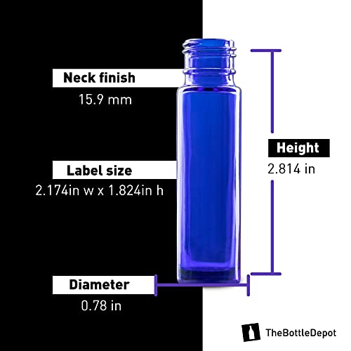 מחסן הבקבוקים 8 צבעים הועיל בתפזורת 48 מארז 10 מיליליטר בקבוקי זכוכית כחולים קובלט עם כדורי רולר אס אס;