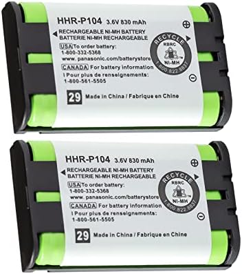 2 חבילות HHR-P104 NI-MH AAA סוללות טלפונים אלחוטיים נטענים, 3.6V 830mAh סוללות להחלפה לסוללות Panasonic KX-FG6550