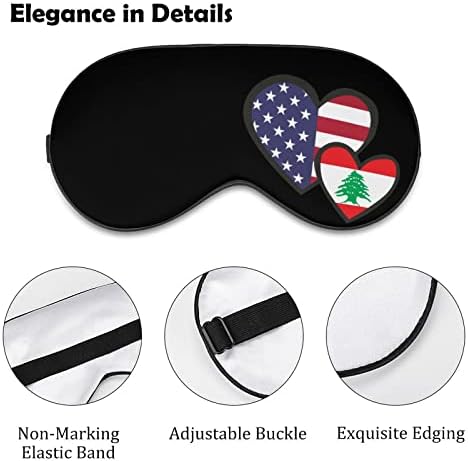 לבבות משתלבים דגל לבנון אמריקאי דגל עין שינה צלעת עיניים עם רצועה מתכווננת כיסוי עיניים לנסיעת מטוס