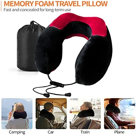 Emgthe Printte Cillow כרית קצף זיכרון, כרית צוואר למטוס, כרית תמיכה בצוואר וראש למנוחה ומכונית שינה, ערכת
