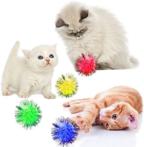 80 חתיכות חתול ניצוץ כדורי מגוון צבע ניצוץ כדורי חתול צעצוע כדורי טינסל כדורי חתול פום פום כדורי חתול צעצועי
