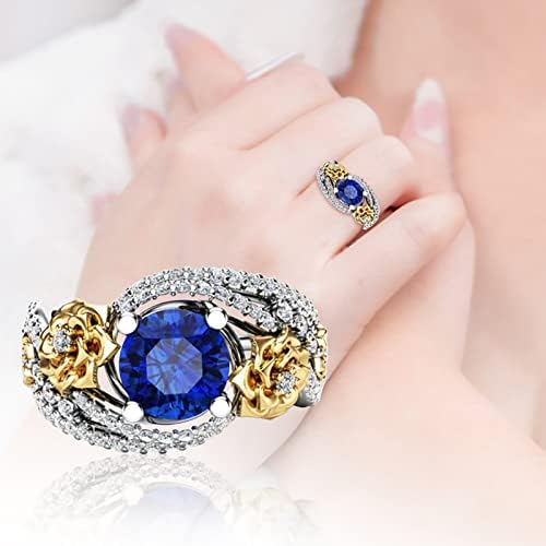 2023 חדש סט חן עבור אמא של לנשים טבעת טבעת מתנה שני טון פרח יום כחול טבעות תלבושות תכשיטי עבור