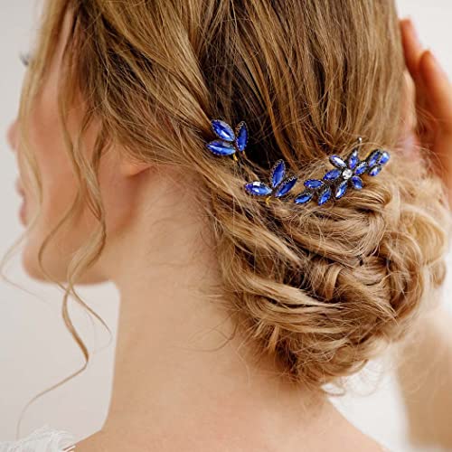 כן הבארוק כלה שיער סיכות כסף אבני חן חתונה שיער מסרק משהו כחול שיער חתיכה עבור נשים ובנות