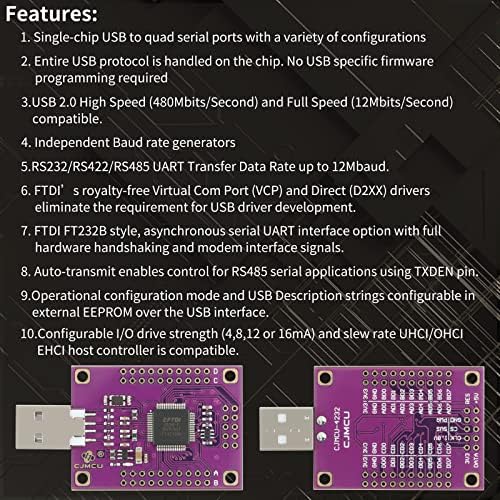 EC קונה FT4232HL 4 ערוץ USB למתאם סדרתי FTDI FT4232 UART SPI I2C JTAG RS485 RS422 RS232 ל- USB מתאם סידורי