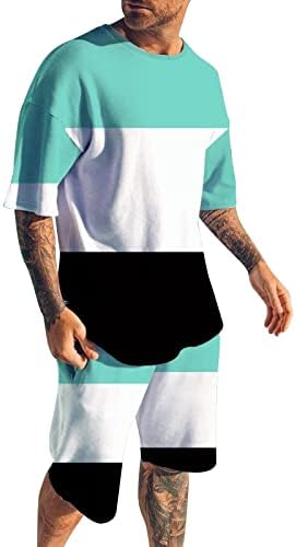 BMISEGM חולצות אימון קיץ לגברים בגברים 2 תלבושות של גברים טלאים מודפסים חולצת טי ומכנסיים קצרים