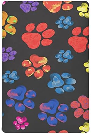 Alaza Rainbow Dog Paw Paw Print Shande Sheet Shaving Bassinet Bassinet לבנים פעוטות תינוקות, גודל סטנדרטי 52