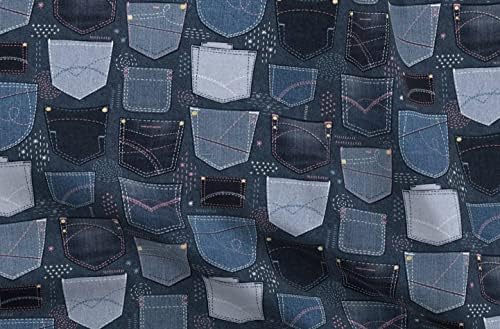 כף פרח בד-ג ' ינס כיסים סשיקו אופנה תפירת מכנסיים מודפס על כותרת חתימה כותנה בד על ידי חצר-תפירת