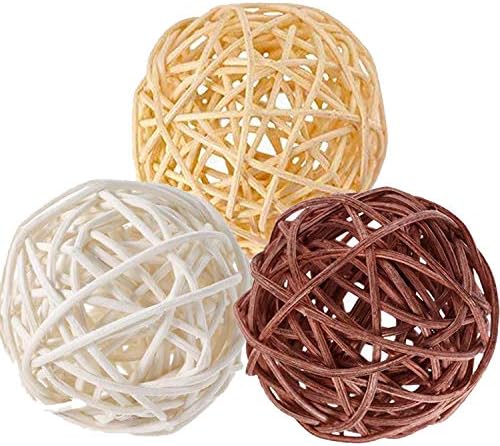 עולמי 15 יחידות כדורי ראטאן נצרים כדורים דקורטיביים מילוי אגרטל טבעי ארוג כדורי, כדורים כדורים כדורים מילוי