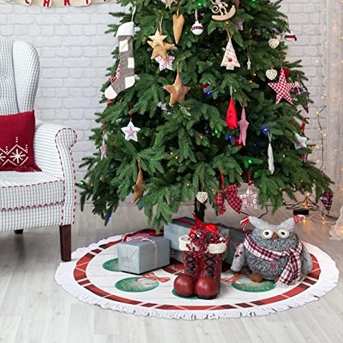 חצאית עץ חג המולד עם ציצית, חצאית עץ חג המולד משובצת חג המולד, חצאית עץ חג מולד שמח של 30 , סנטה קלאוס