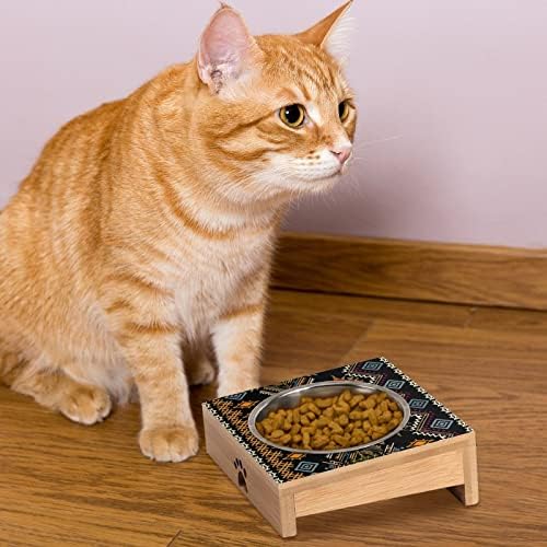 דפוס בוהואתני קערת כלב חתול נירוסטה נגד הקאות מזין לחיות מחמד קערות חמודות סט 15 מוטה עם מעמד מוגבה