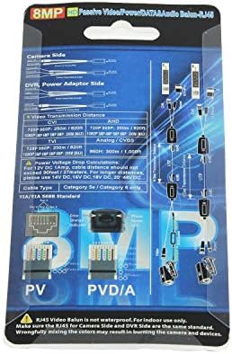 CMVision PV/PVD/PVA/PVDA PASSIVE POWER DATA DATE אודיו BALUN זוג מעוות כבל UTP עם מחבר חשמל HD BALUN עבור מצלמות
