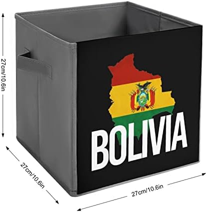 בוליביה מפת דגל גדול קוביות אחסון פחי מתקפל בד אחסון תיבת ארון מארגני עבור מדפים