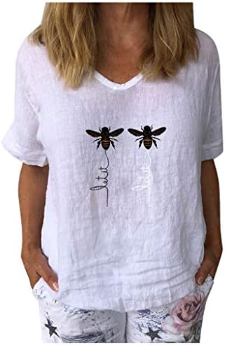 חולצות טרנדי רגוע מזדמן חולצות לנשים כושר רופף קל משקל קצר שרוול קיץ צוות צוואר מודפס