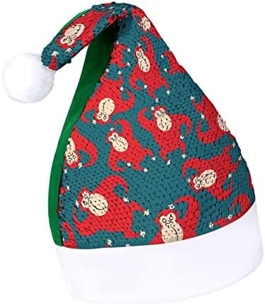 מצחיק גורילה מצחיק חג המולד כובע נצנצים סנטה קלאוס כובעי גברים נשים חג המולד מסיבת חג קישוטים
