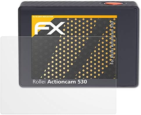מגן המסך של Atfolix התואם לסרט ההגנה על מסך Rollei ActionCam 530, סרט מגן FX אנטי-רפלקטיבי וסופג זעזועים