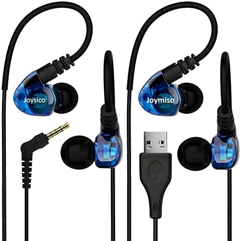 JoysiCo 3.5 ממ קווי אוזניות ספורט קוויות ואוזניות USB 6.5ft 6.5ft, בנויות במיקרופון ובקרת נפח