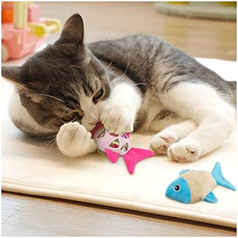 צעצועי חתול חתול אנדיקר, 2 יחידות צעצועי דגי חתול קטנים עם נייר טבעת ברק להתקמט כדי להשמיע קול כדי לתפוס