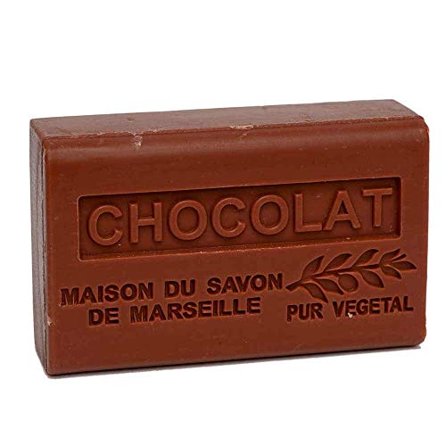 סבון דה מרסיי-סבון צרפתי עשוי חמאת שיאה אורגנית-ניחוח שוקולד-מתאים לכל סוגי העור-125 גרם ברים-סט של 3