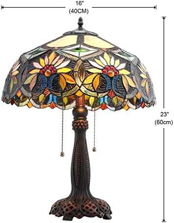 ג 'ינסנגלוקס טיפאני סגנון שולחן מנורת 2-אור 23 גבוה בציר כפרי גדול טיפאני מנורה שליד המיטה גדול
