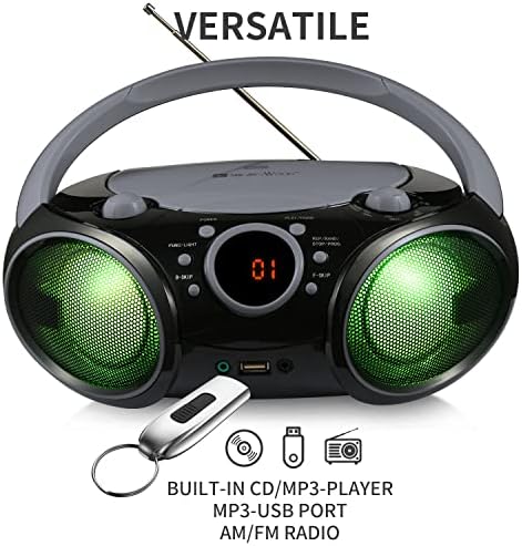 שירה עץ CD Boombox נייד/W Bluetooth USB MP3 נגן AM/FM רדיו AUX אוזניות ג'ק LED תאורה תאורה