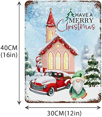 עיצוב חג המולד שלט גנום סנטה משאית מתכת שלטי מתכת בית חווה סצנת שלג חורף קיר קישוט קיר פלאק חג המולד כפרי
