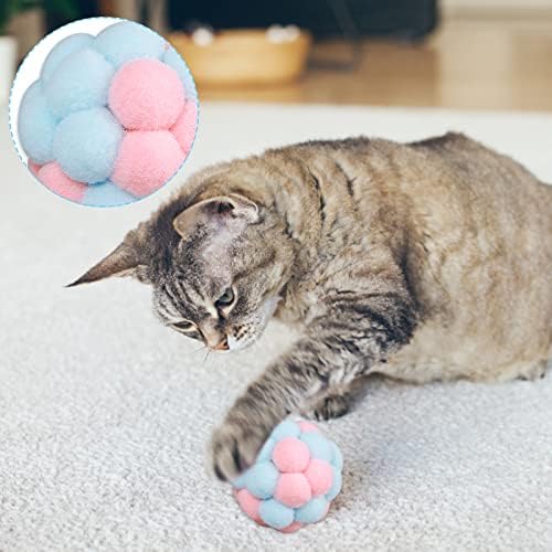 קובי כדור צעצוע גדול של חתול עם פעמון, 3 יחידות 5.5 סמ חתלתול צעצועים חוט כדורי חוט עם מחרוזת