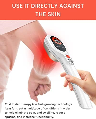 מכשיר לטיפול באור אדום - טיפול באור לייזר קר נטען להקלה על כאבים, מפרק, רקמת שריר 6x808nm +15x650nm