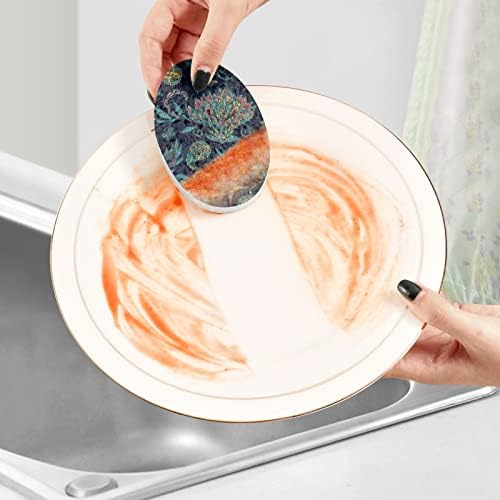Alaza Paisley צבעי מים פרחוני דפוס אתני ספוג טבעי ספוג מטבח תאית ספוגי תאית למנות שטיפת אמבטיה וניקוי
