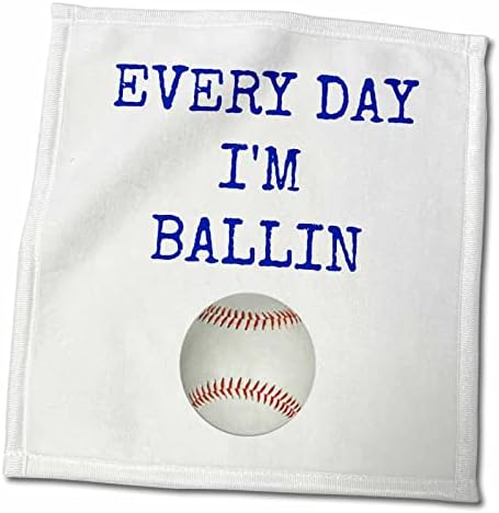 3 דרוז כל יום IM Ballin, תמונת בייסבול, אותיות כחולות - מגבות