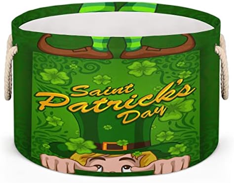 יום פטריק הקדוש כובע ירוק סלים עגולים גדולים לאחסון סלי כביסה עם ידיות סל אחסון שמיכה למדפי אמבטיה פחים לארגון