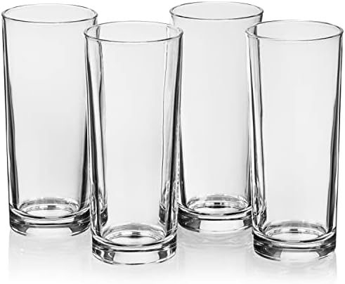 כלי זכוכית אובסידיאנים קולינס משקפיים 14 אונקיות - סלצר כדורגל כפול סלצר כוס קוקטייל כפול של 4, משקפי