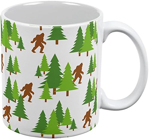 תבנית Sasquatch Bigfoot Woods של Glory Old בכל רחבי ספל קפה סטנדרט לבן בגודל אחד בגודל אחד
