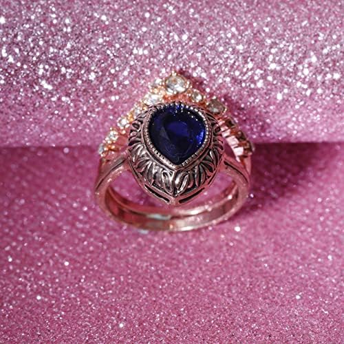 2023 חדש עגול עוסק טבעת תכשיטי כחול טבעת זירקון אבן תכשיטי בהיר אופנה לנשים טבעות טבעת עם אבן