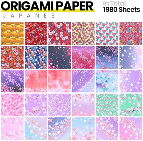 1980 גיליונות אוריגמי נייר 6 איקס 6 אינץ כפול צדדי מתקפל נייר יפני כיכר אוריגמי צבעוני אוריגמי נייר
