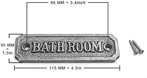שלט אמבטיה של ברזל יצוק לבית החווה העיצובית, שלט דלת קטן, לוח שער כפרי במאט לכה, 4.5 x 1.5 אינץ ';